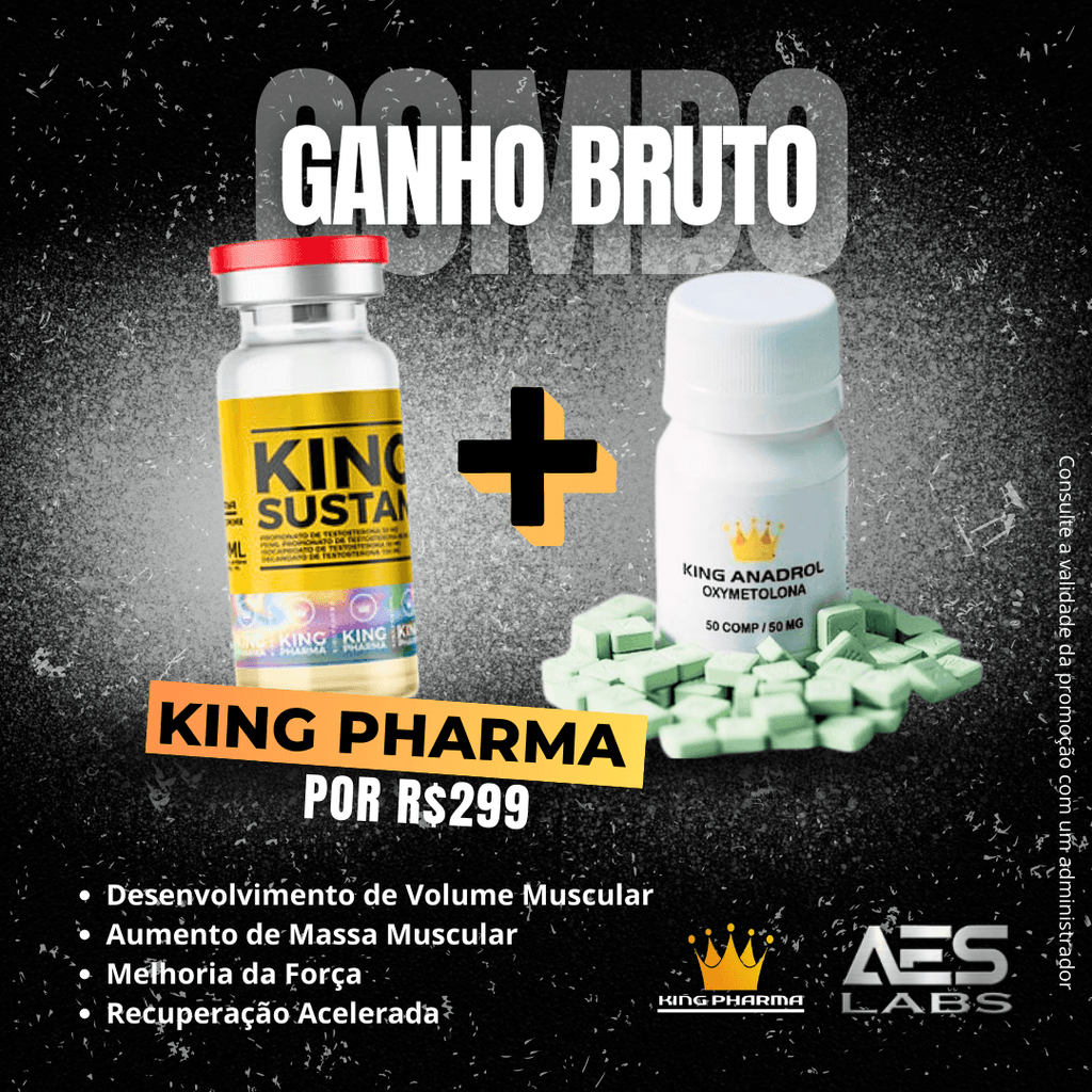 Combo Ganho Bruto 1 King Pharma Durateston + Hemogenin Oral - AES LABS
